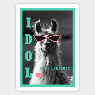 Llama idol slay everyday - biscay green pink Sticker